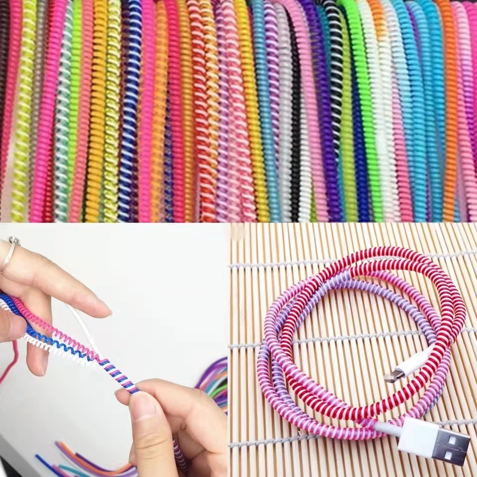 Coiled Usb Cable - TPU Spiral USB Şarj Kablosu Koruyucu
