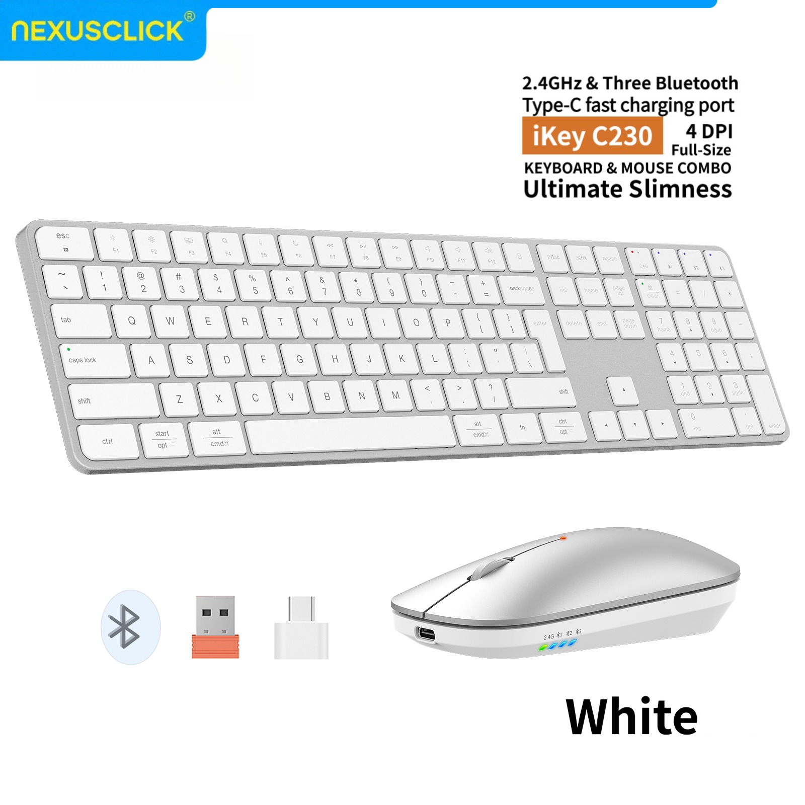 Gaming Keyboard Mouse Combo - NexusClick Şarj Edilebilir Kablosuz Klavye Mouse
