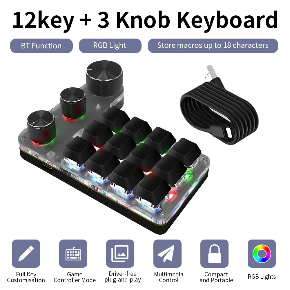 Gaming Keyboard Hand - Bluetooth programlama makro özel 3 topuzu