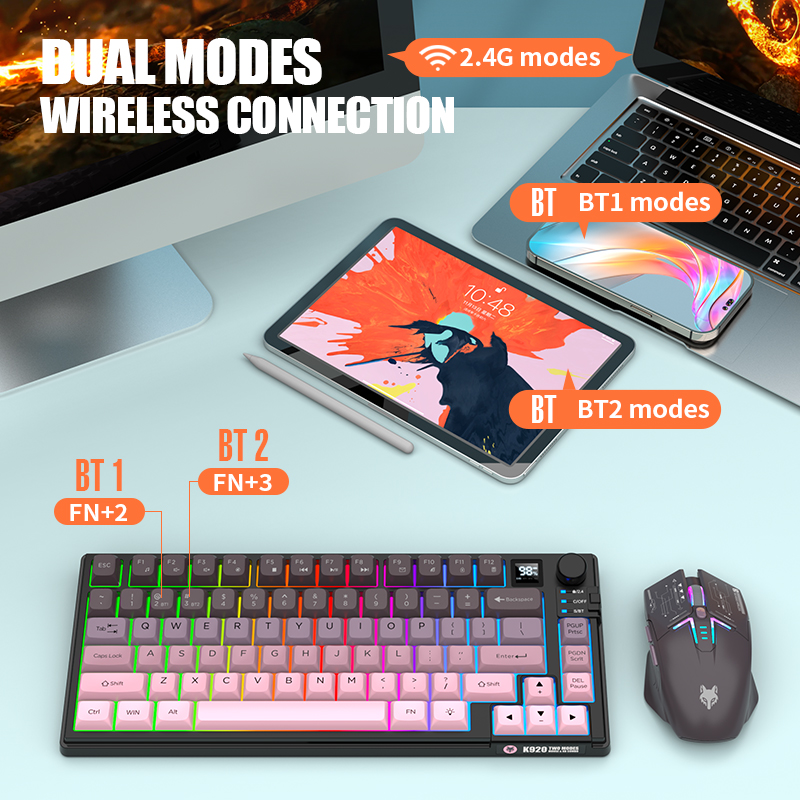 2.4G Çift Modlu Bluetooth Kabl - Gaming Keyboard Mouse Combo incelemesi ve fiyatı