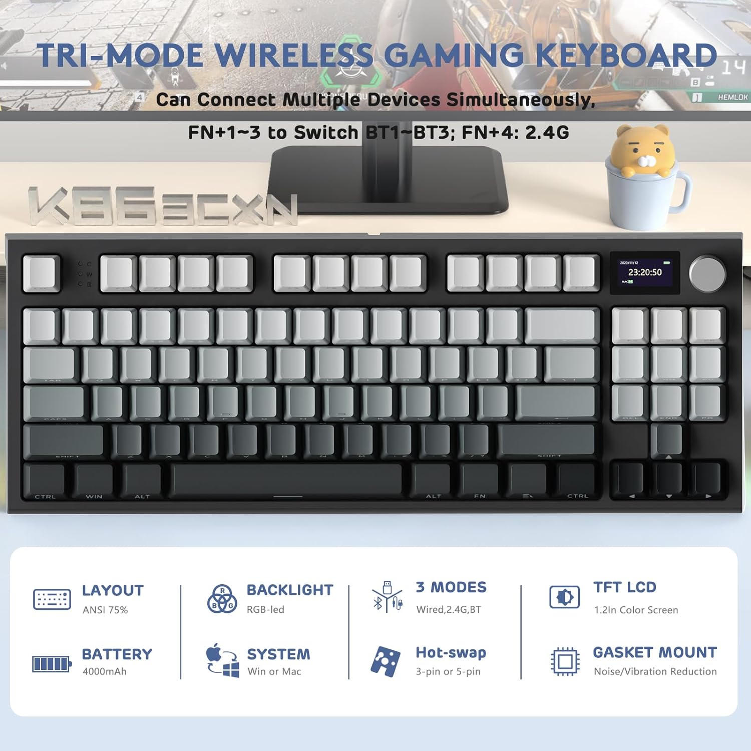 ATTACK SHARK K86 RGB %75 Kablo - Gaming Keyboard Corsair incelemesi ve fiyatı