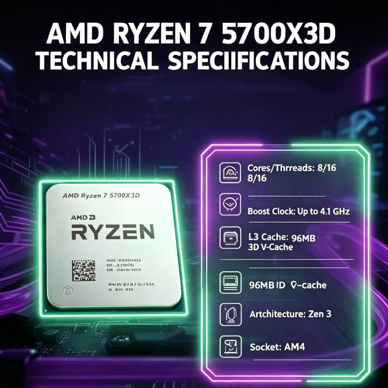 Yeni AMD Ryzen 7 5700X3D R7 57 - Amd Cpu Ryzen 7 incelemesi ve fiyatı